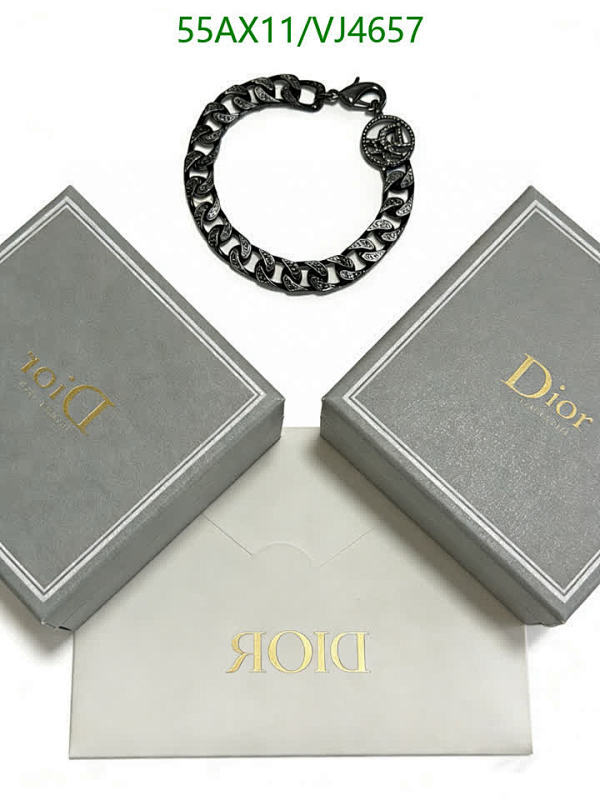 Dior Men's CD Icon Chain Bracelet - Dark Grey Finish with Lobster Clasp