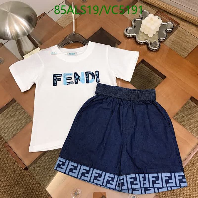 Fendi Kids' Casual Two-Piece Set: White Tee & Denim Shorts for Boys & Girls