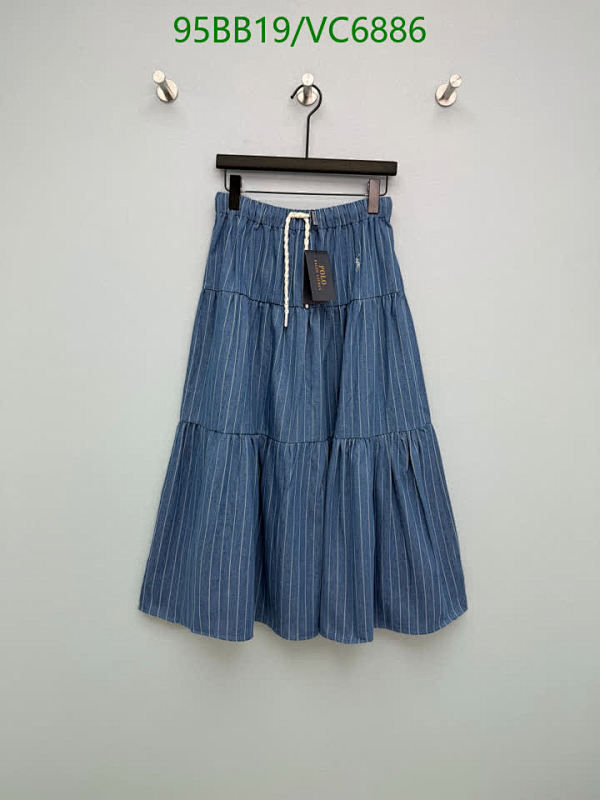 Ralph Lauren Women's Denim Tiered Skirt - Stylish Blue Pinstripe A-Line Midi