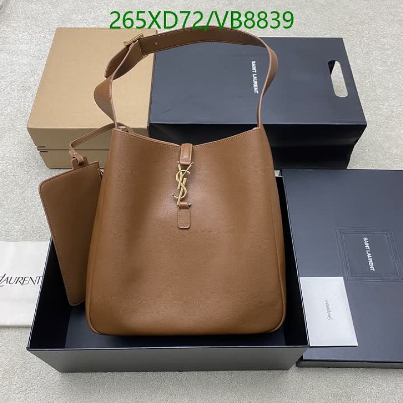 Yves Saint Laurent Hobo Bag - Genuine Leather, Brown, Medium Size