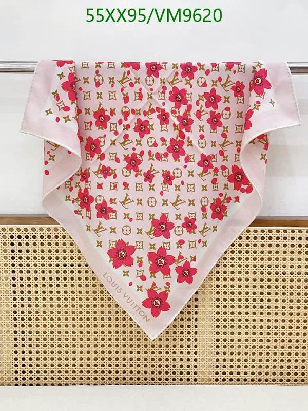 Louis Vuitton Pink Floral Print Silk Wool Scarf 60x60cm