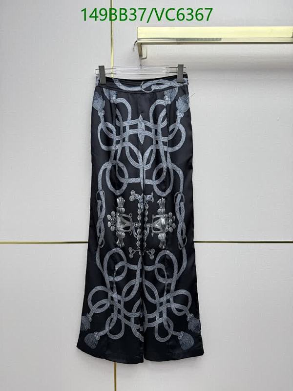 Hermes Luxurious Silk Wide-Leg Pants with Elegant Rope Print Design