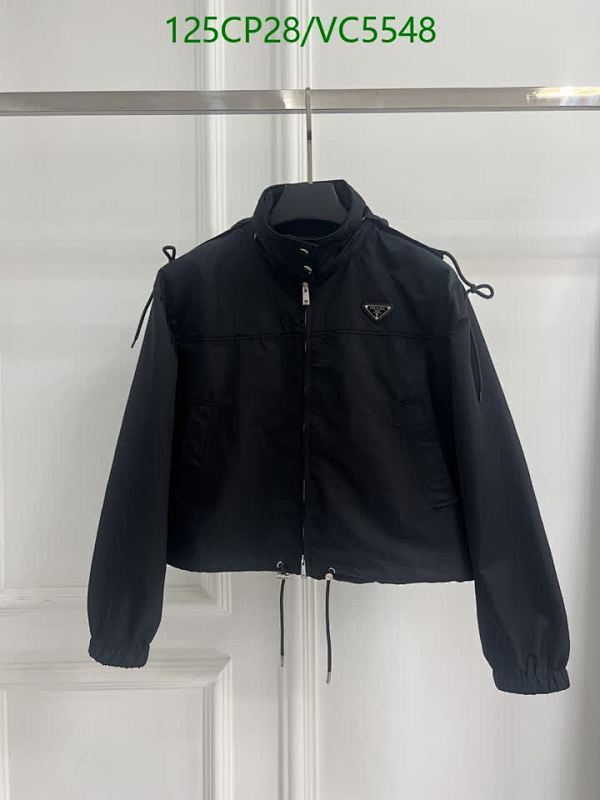 Prada Women's Short Black Windbreaker Jacket with Stand-Up Collar