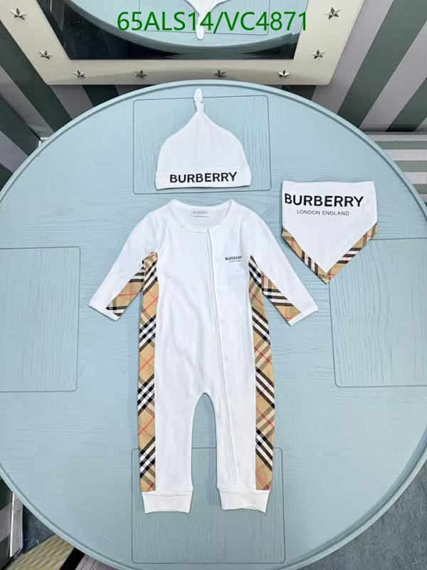 Burberry Baby Cotton Bodysuit Set with Hat & Bib - Iconic Plaid Trim VC4871