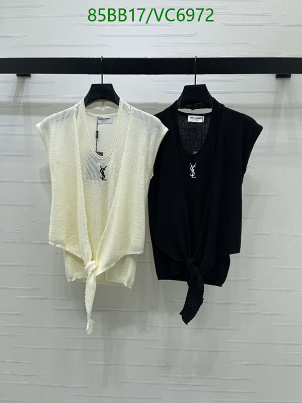 Yves Saint Laurent Knitted Short-Sleeve Top with Tie-Front Detail