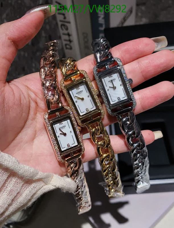 Hermes Rectangular Quartz Watch with Sapphire Glass and Chain Link Band