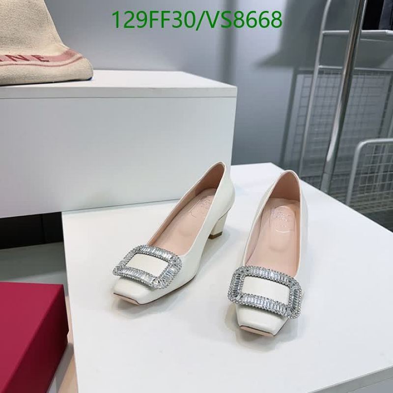 Roger Vivier Women's White Leather Crystal Buckle Heels - EU 35-39