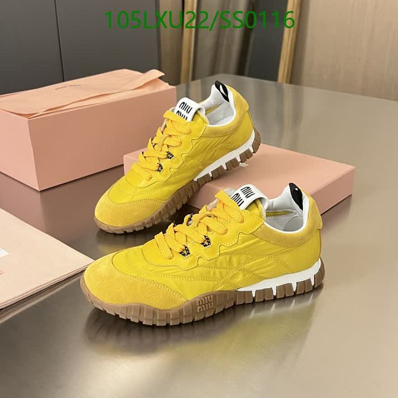 Miu Miu Women's Yellow Canvas & Suede Lace-Up Sneakers - EU 35-40