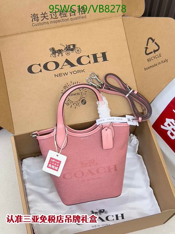 Coach Pink Coated Canvas & Leather Bucket Bag with Embossed Logo