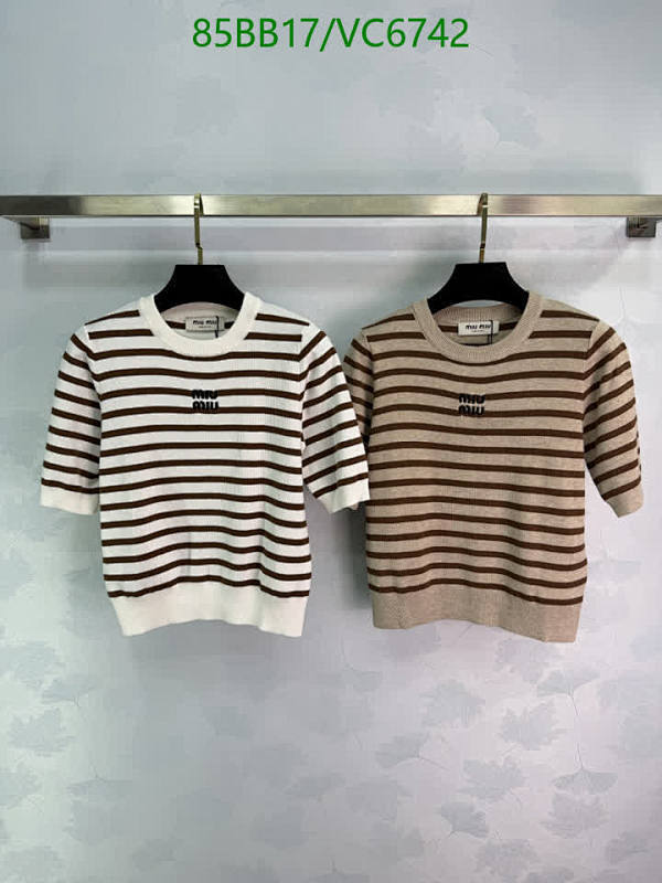 Miu Miu Women's Knitted Striped Short Sleeve Top - Casual & Chic