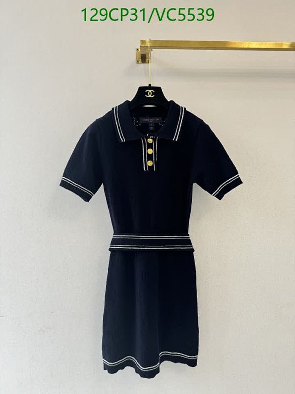 Louis Vuitton Women's Short Sleeve Knit Polo Dress with Contrast Trim