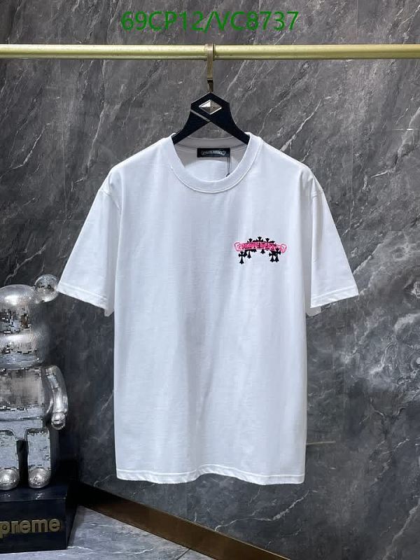 Chrome Hearts White Cotton T-Shirt with Pink Cross Graphic - Size S-XL