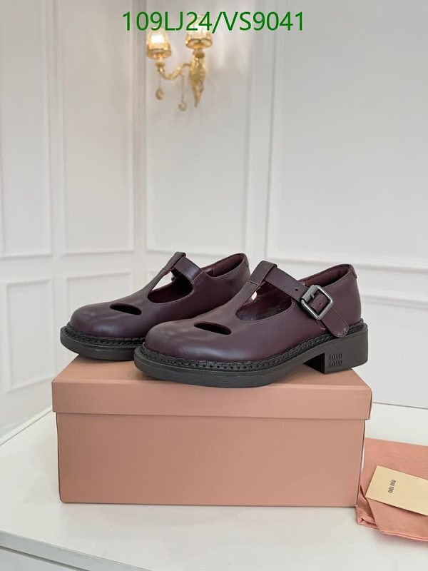 Miu Miu Women's Burgundy Leather Mary Jane Platform Shoes