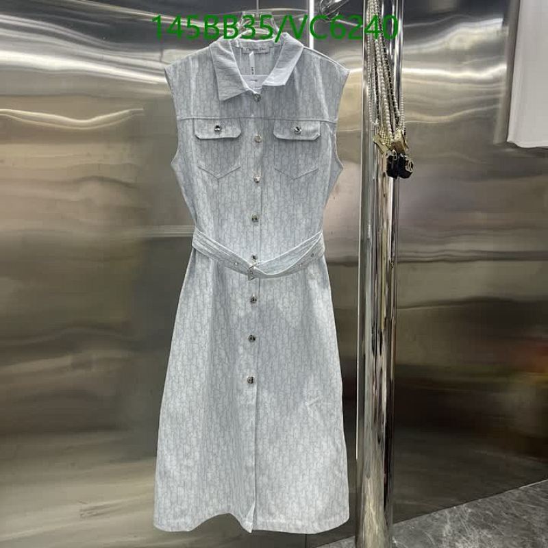 Dior Women's Sleeveless Denim Midi Dress with Belt - Elegant and Versatile