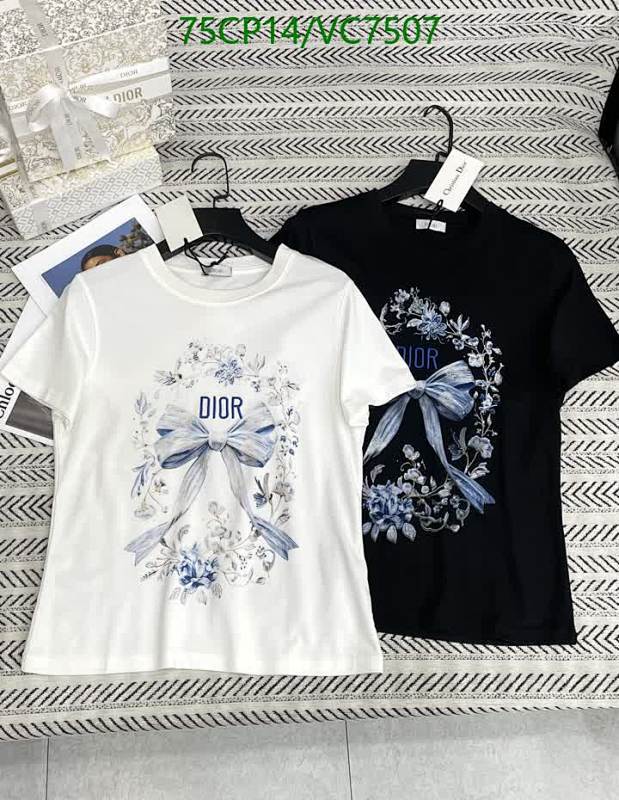 Dior Floral Bow Cotton T-Shirt for Women - Elegant Short Sleeve Top
