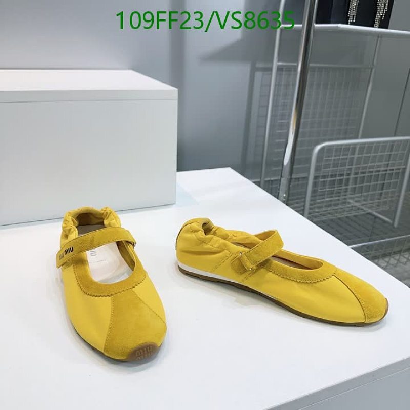 Miu Miu Suede and Canvas Ballet Flats - Women's Yellow Shoes