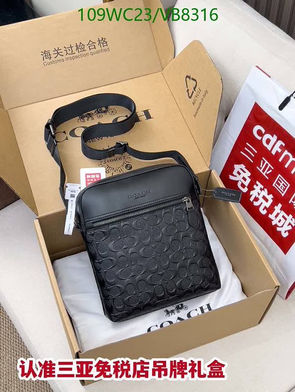 Coach Men's Black Embossed Signature Leather Crossbody Bag