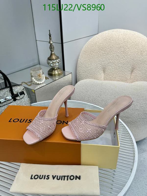 Louis Vuitton Women's Pink Lace Heeled Mules - Genuine Leather