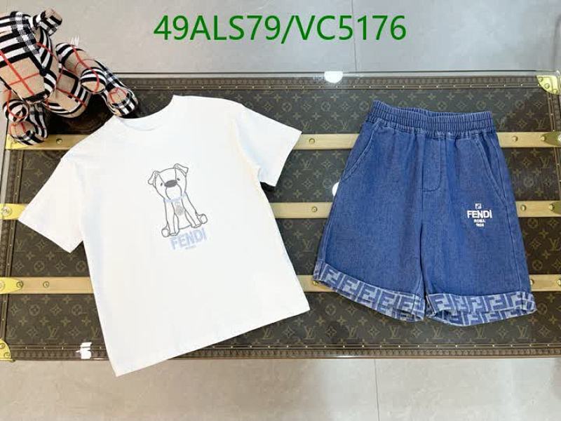 Fendi Kids' Cotton T-Shirt & Denim Shorts Set - Playful Puppy Design