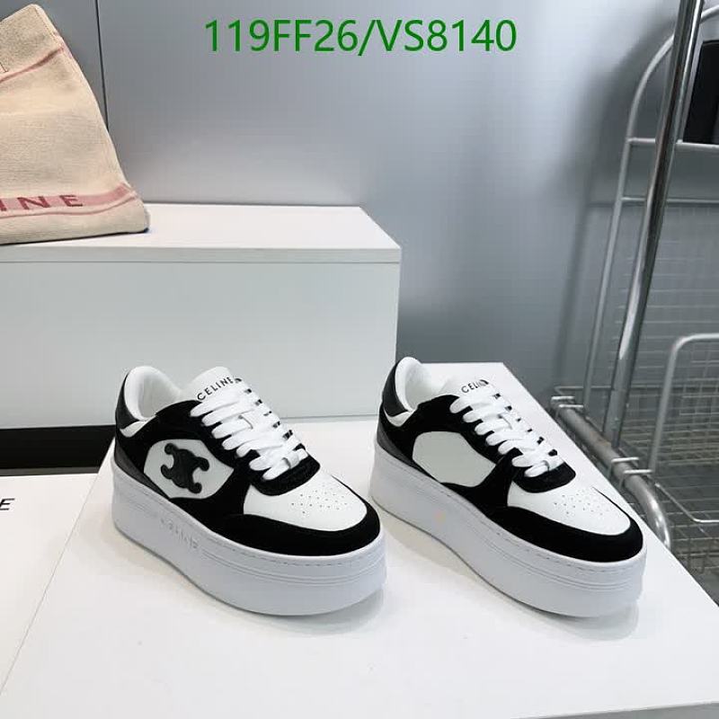 Celine Women's Black and White Platform Sneakers - Cowhide Suede