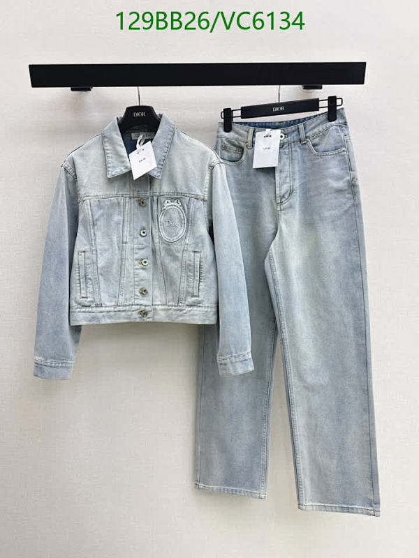 Dior Women's Denim Jacket and Jeans Set - Stylish Light Wash Two-Piece Outfit