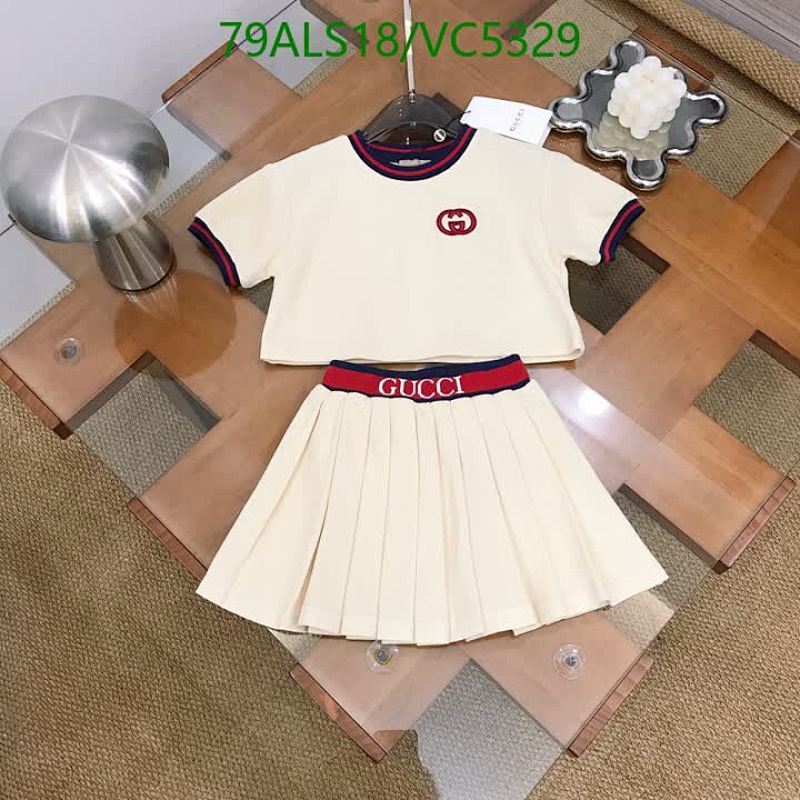 Gucci Kids' Cotton Cropped T-Shirt & Pleated Skirt Set - Stylish & Comfortable