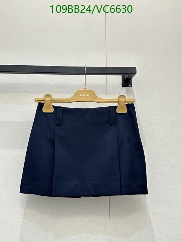 Miu Miu Women's Wool Mini Skirt - Elegant Navy Blue Pleated Design