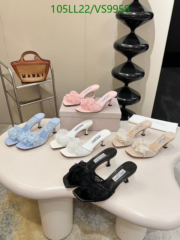 Jimmy Choo Women's VS9958 Lace Sheepskin Cowhide Mules - 6cm Heel Sandals