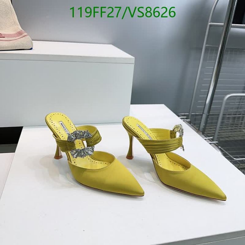 Manolo Blahnik Women's Yellow Silk Pointed Toe Mule Heels