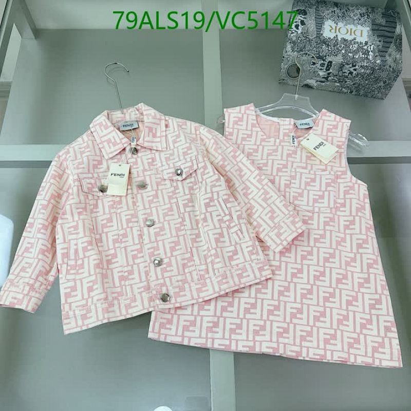 Fendi Kids' Pink Monogram Denim Jacket & Dress Set - Stylish Cotton Blend