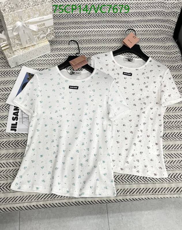 Miu Miu Women's Cotton Short Sleeve T-Shirt - VC7679 Casual Floral Top