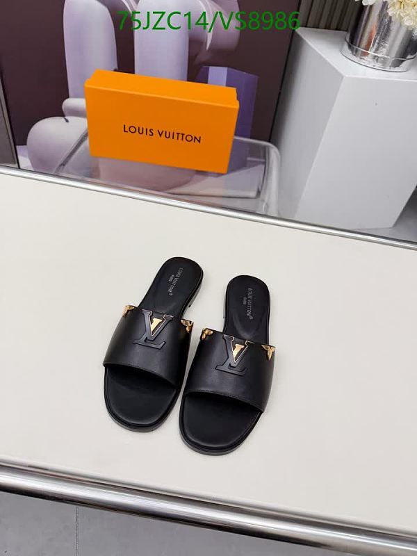 Louis Vuitton Women's Black Leather Slide Sandals - EU 35-44