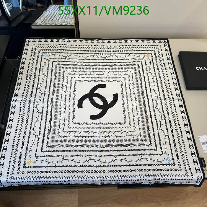 Chanel Real Silk Scarf 90x90cm - Elegant Black & White Design