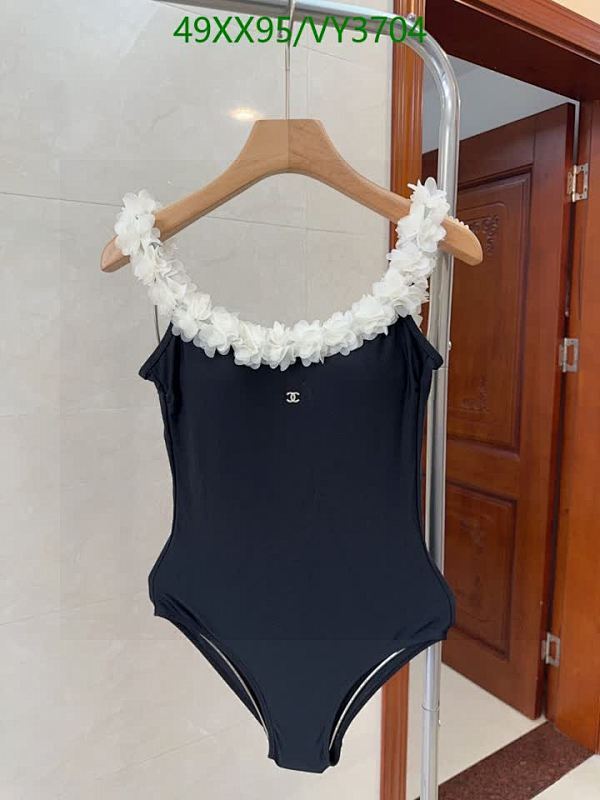 Chanel One-Piece Swimsuit for Women with Elegant Floral Straps