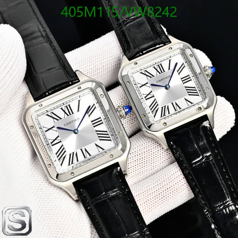 Cartier Santos Galbee Stainless Steel Leather Strap Watch
