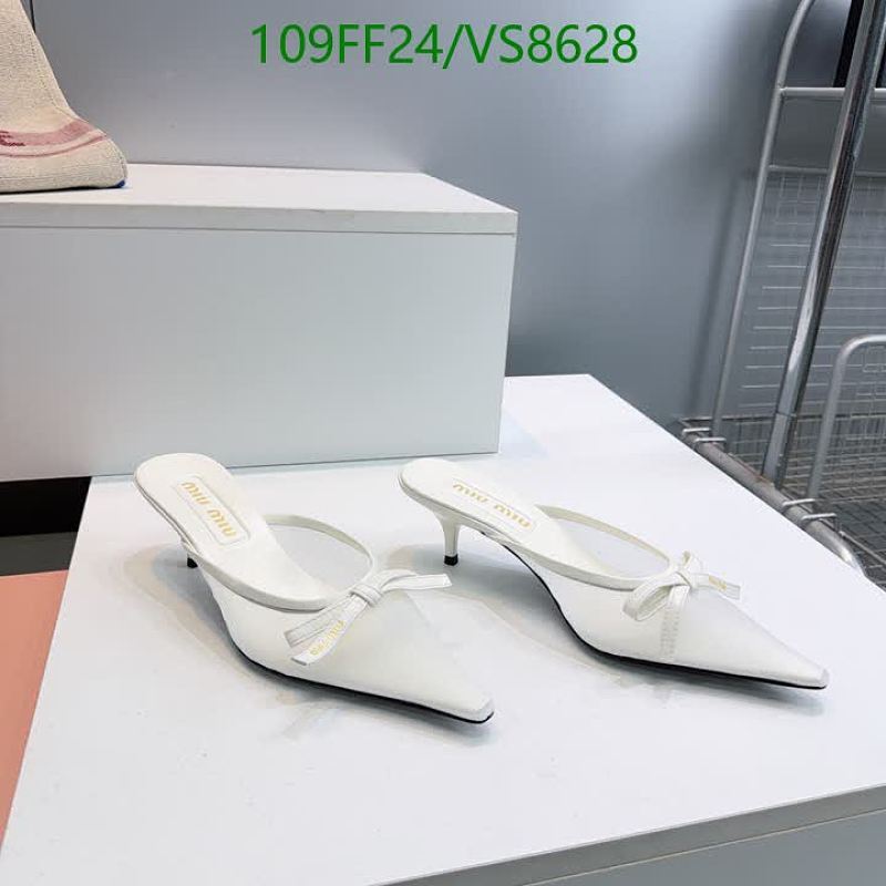 Miu Miu Women's White Mesh Bow Kitten Heel Mules Pumps Shoes EU 35-41
