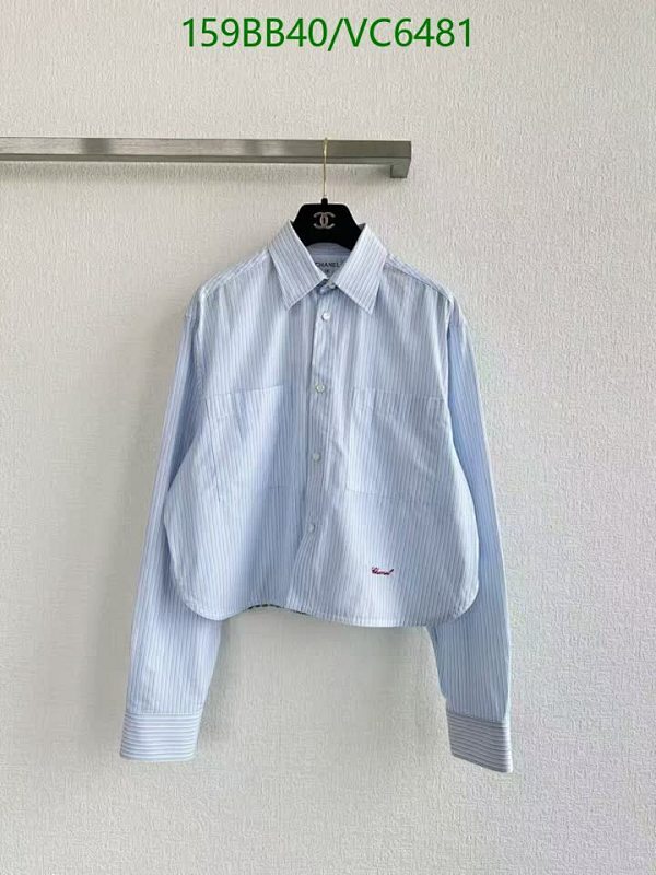 Chic Striped Cotton Button-Down Shirt for Women - Light Blue & White