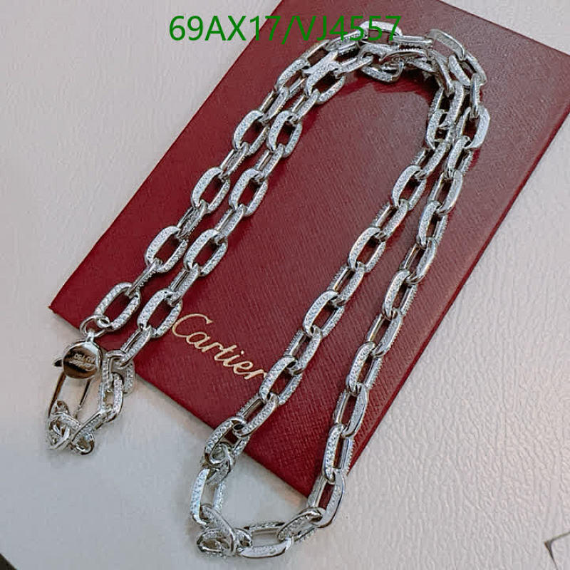 Cartier Elegant Silver-Tone Chain Necklace with Pavé Embellishments