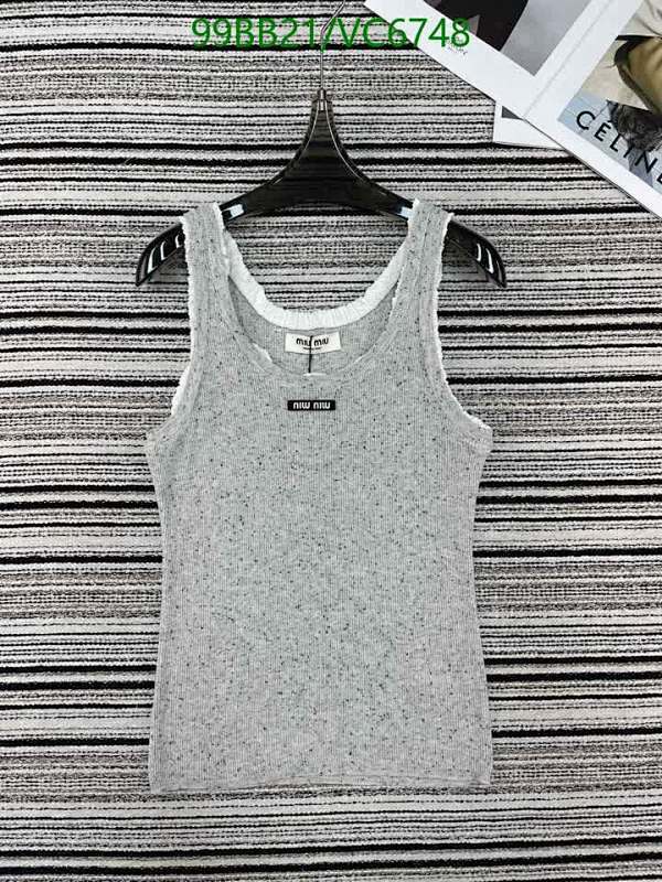 Miu Miu Women's Knitted Ribbed Tank Top - Light Gray S-L