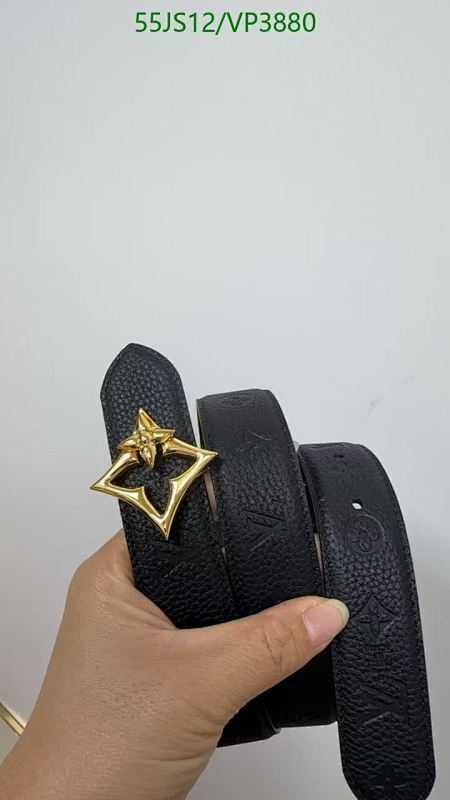 Louis Vuitton Black Genuine Leather Belt with Gold-Tone Buckle - 2.0CM Width
