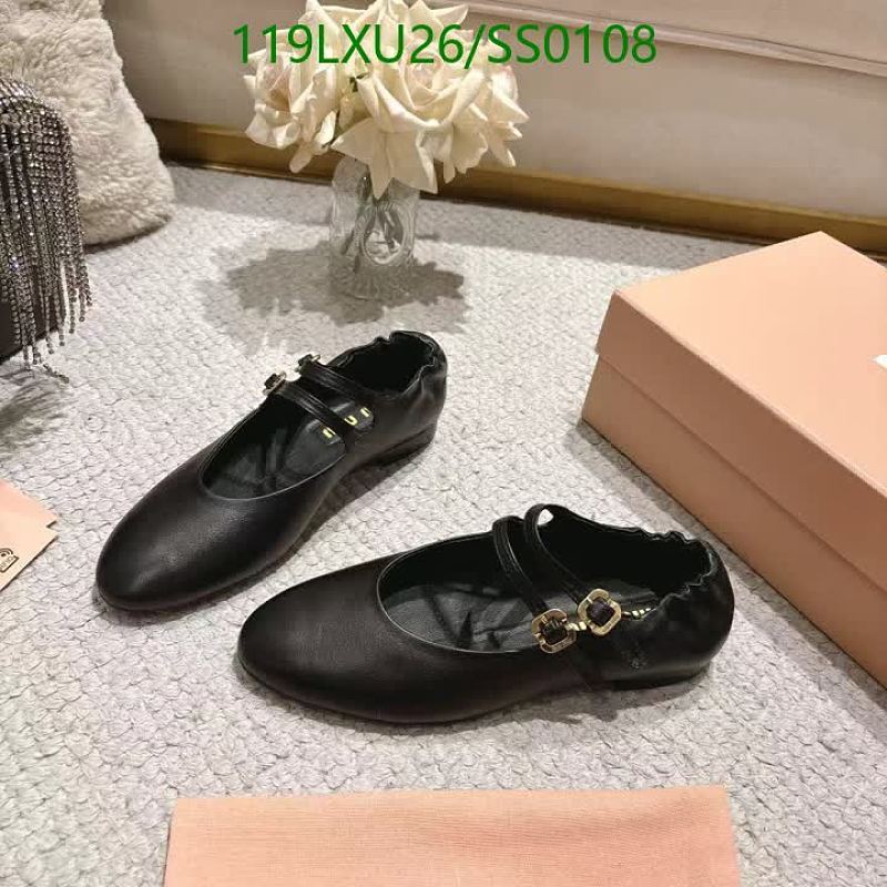 Miu Miu Women's Calf Leather Mary Jane Flats with Buckle Straps