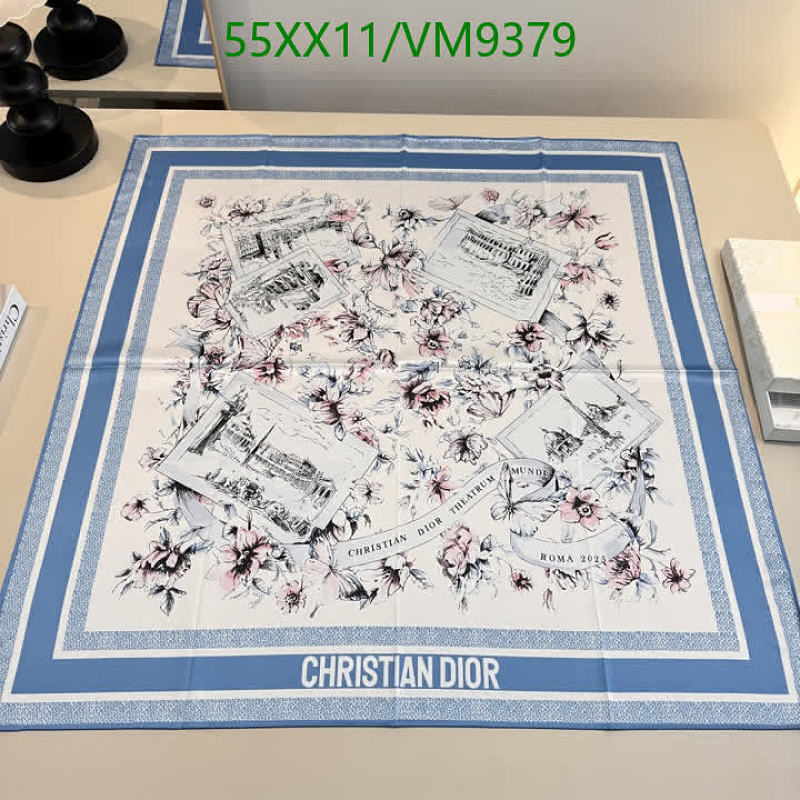 Christian Dior Silk Scarf 90x90cm - Elegant Floral & Landmark Design