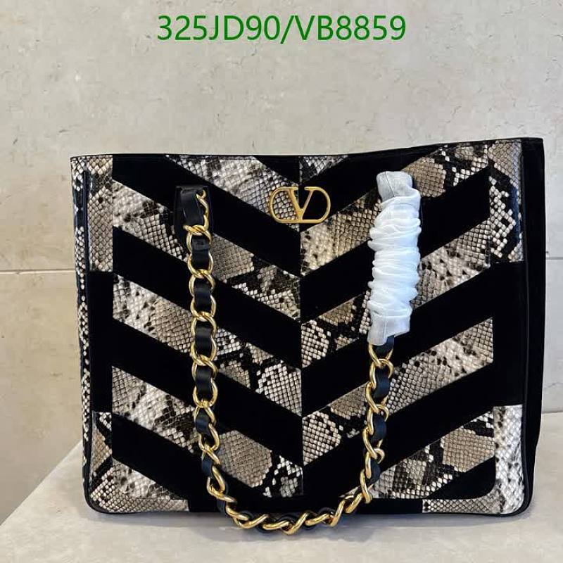 Valentino V-Logo Snake Print Leather Shoulder Bag