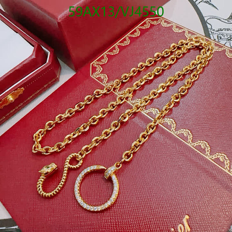 Cartier-Inspired Gold-Tone Chain Necklace with Pave Crystal Ring & Snake Charm
