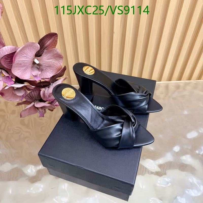 Yves Saint Laurent Women's Black Sheepskin Knot Heeled Mules - EU 35-42
