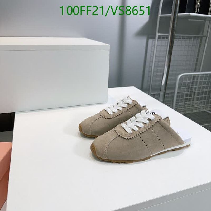 Miu Miu Women's Beige Suede Calf Leather Mule Sneakers Size EU 35-40
