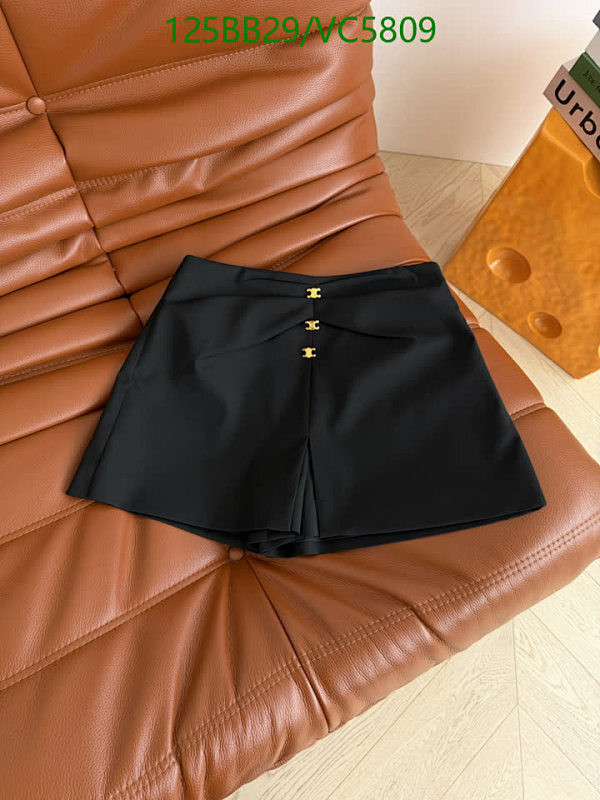 Celine Women's Black Polyester Fiber Shorts with Triomphe Buttons