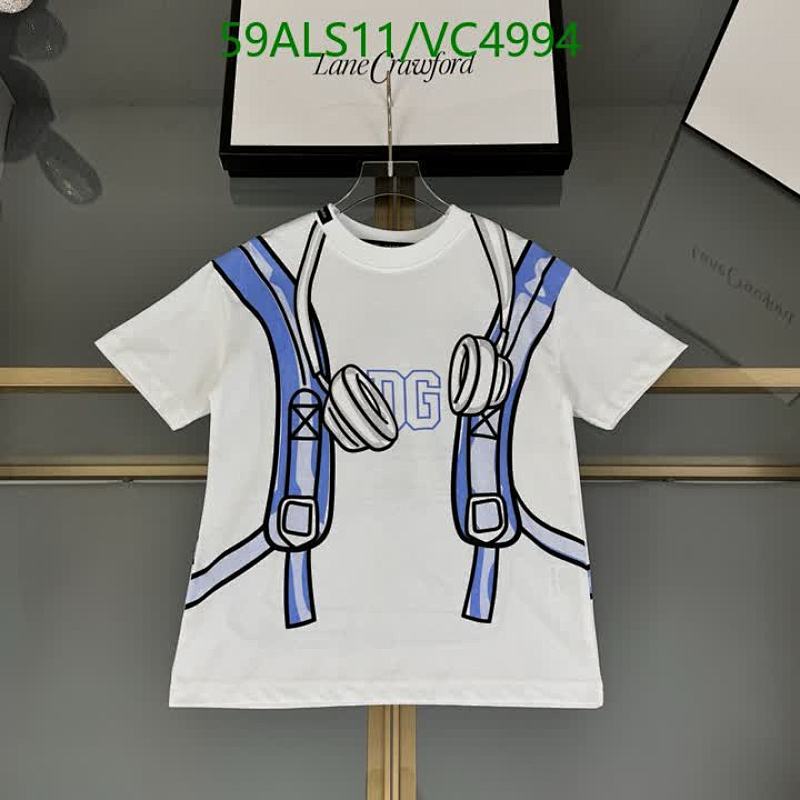 D&G Kids Cotton T-Shirt with Unique Headphone & Backpack Print