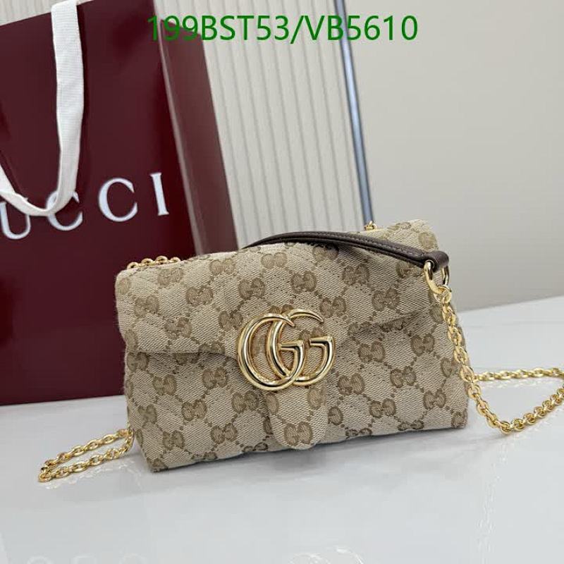 Gucci GG Marmont Small Shoulder Bag in Beige Canvas & Leather - Mirror Quality