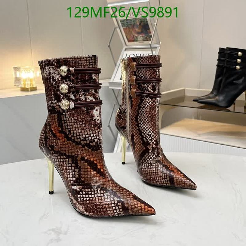Balmain Women's Python Print Leather Ankle Boots with Gold Button Details